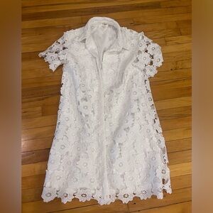 White Floral Lace Dress | Small